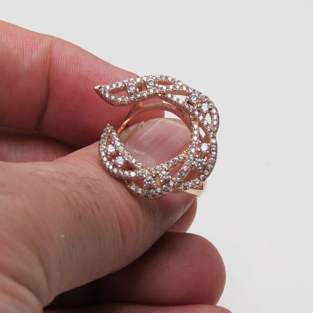 *14k  Rose Gold Sterling Silver Diamond Ring Band